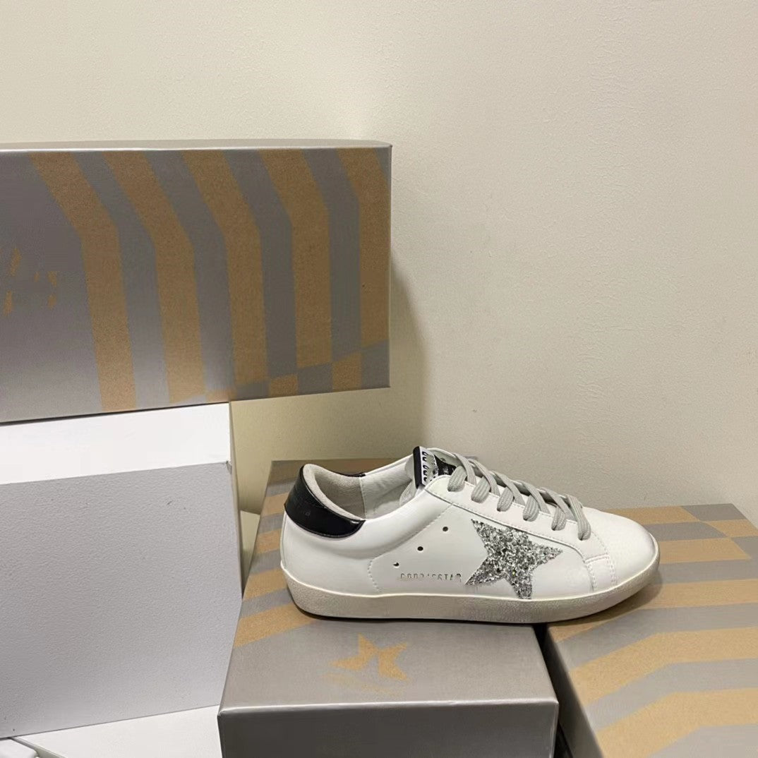 High Version 2023 New Genuine Leather Dirty Shoes For Female Couples Old Star White Shoes Flat Lace Up Sports Shoes