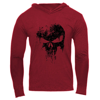 Cross-border Exclusively For Spring And Autumn Men&#039;s Fitness Sports Long-sleeved Cotton European Size Half-ghost Print Hooded Long-sleeved Sweater