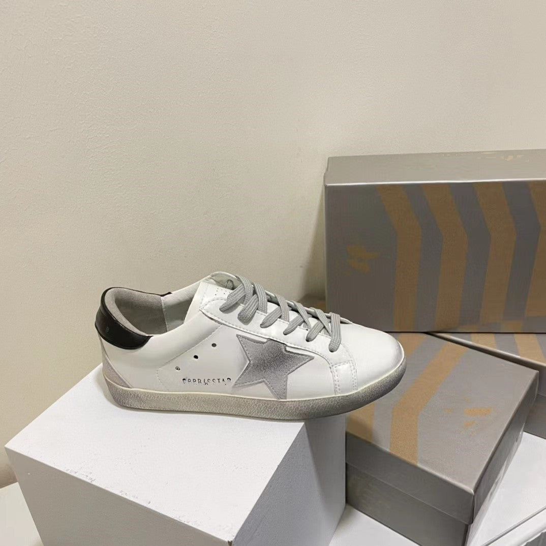 High Version 2023 New Genuine Leather Dirty Shoes For Female Couples Old Star White Shoes Flat Lace Up Sports Shoes