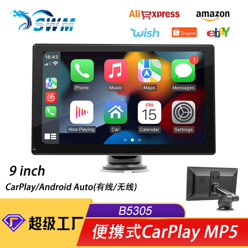 Portable 9 Inch Car MP5 Player Apple Carplay/Android Auto Car Bluetooth Radio