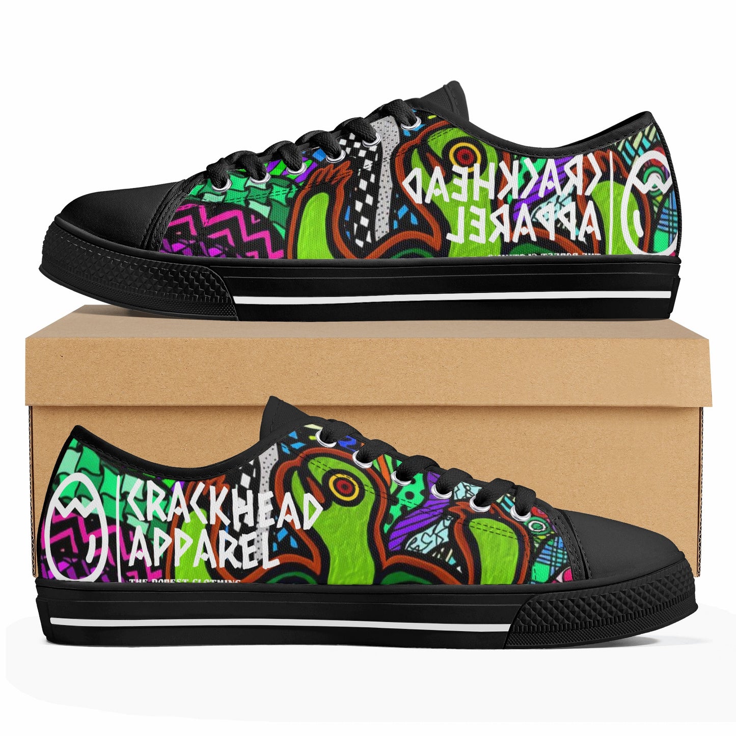 Women's Crackhead Turtle Low Top Canvas Shoes - Crackhead Apparel