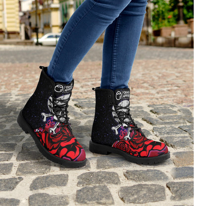 Women's Skullz Crackhead Leather Boots - Crackhead Apparel