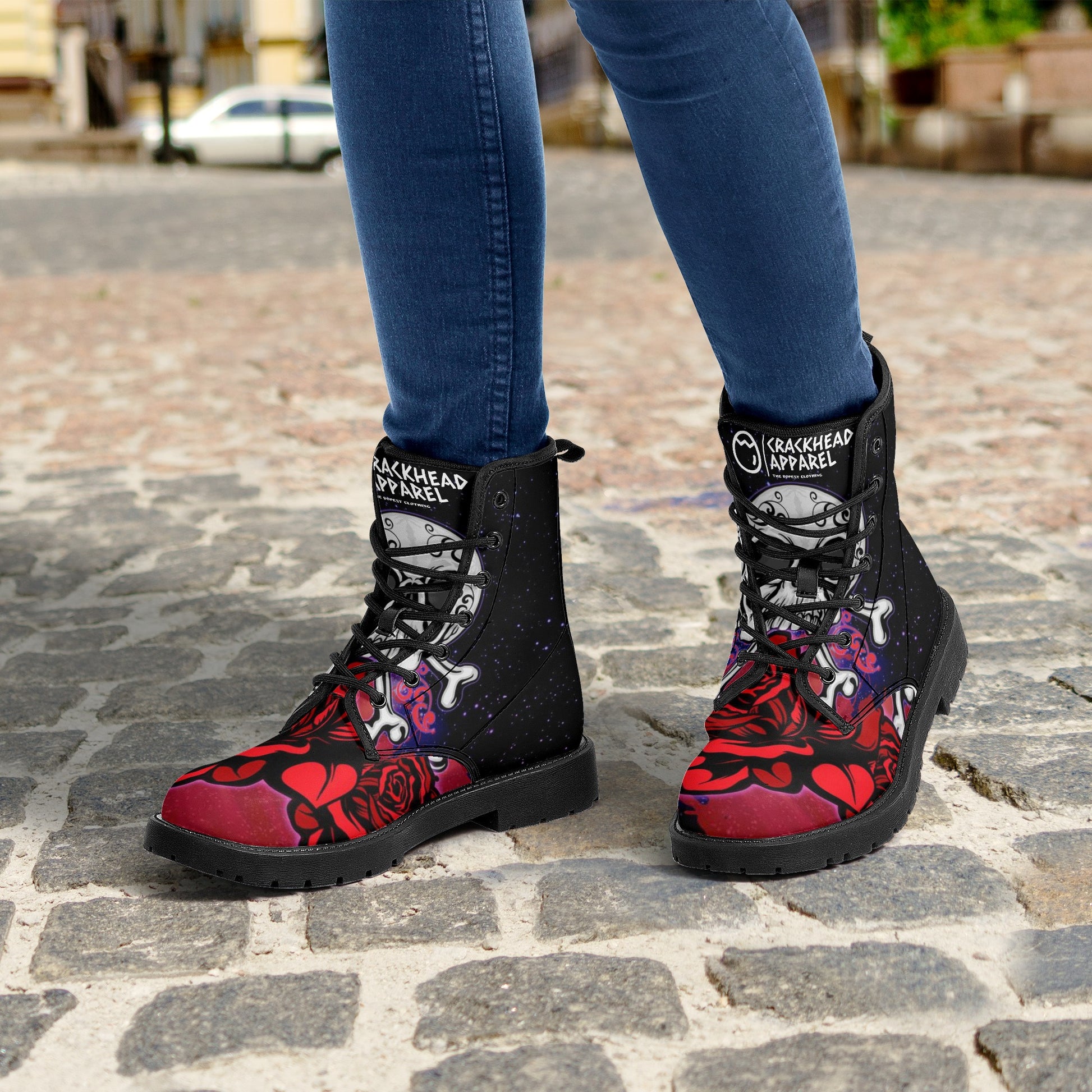 Women's Skullz Crackhead Leather Boots - Crackhead Apparel