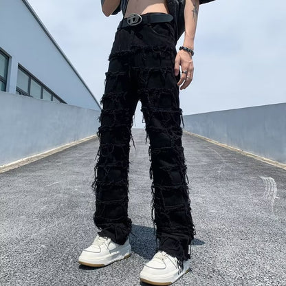 Retro Black Ruffled Jeans