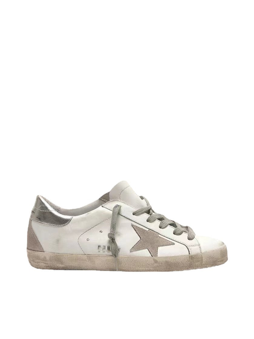 High Version 2023 New Genuine Leather Dirty Shoes For Female Couples Old Star White Shoes Flat Lace Up Sports Shoes