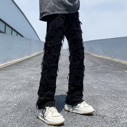 Retro Black Ruffled Jeans