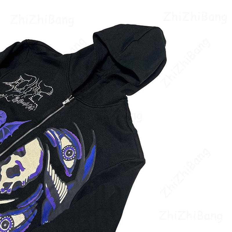 Purple Salvo Skulls Zip-up Hoodie