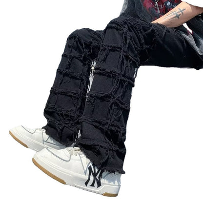 Retro Black Ruffled Jeans