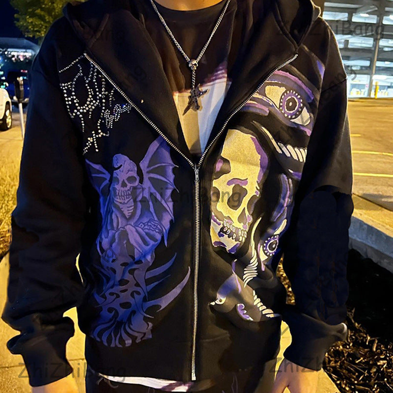 Purple Salvo Skulls Zip-up Hoodie