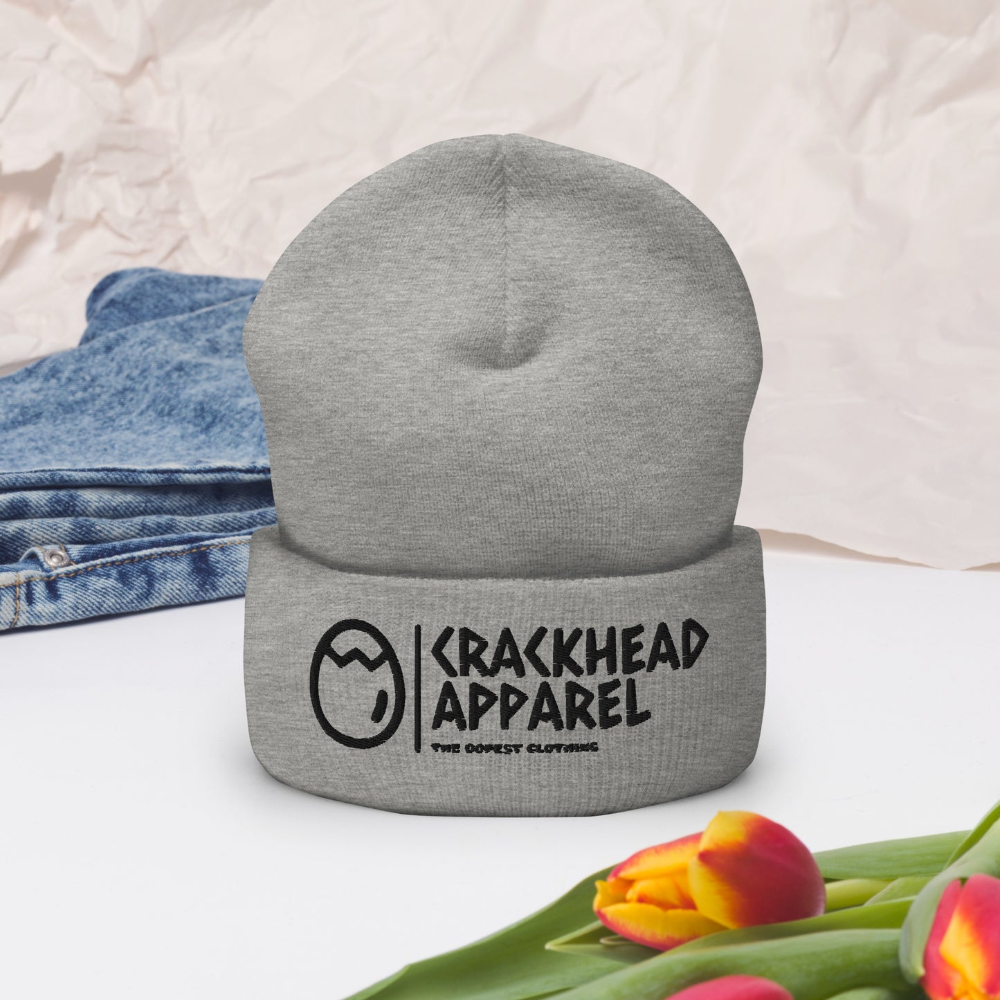 Embroidered Crackhead Apparel Cuffed Beanie - Crackhead Apparel