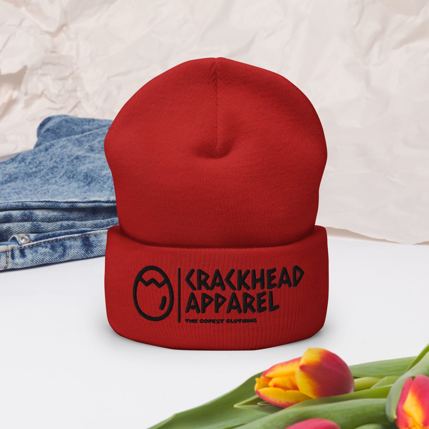 Embroidered Crackhead Apparel Cuffed Beanie - Crackhead Apparel