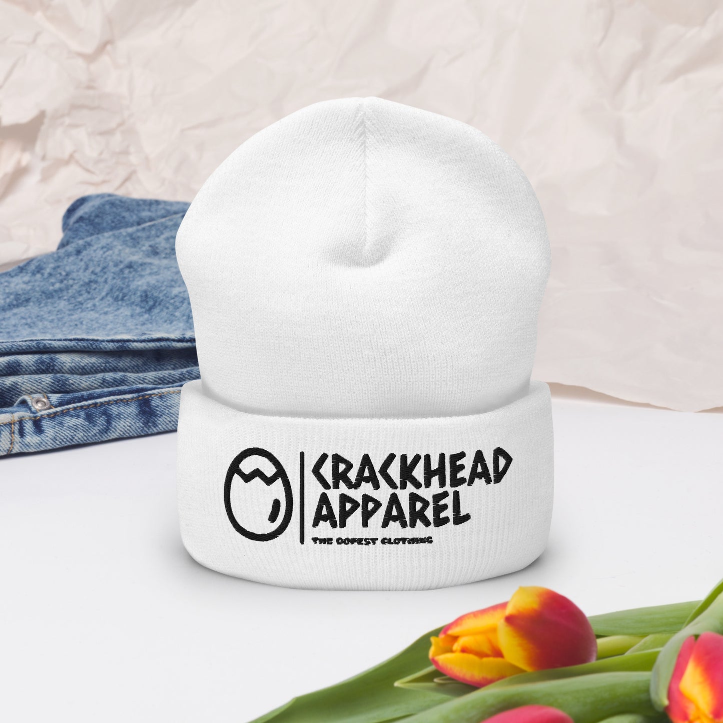 Embroidered Crackhead Apparel Cuffed Beanie - Crackhead Apparel