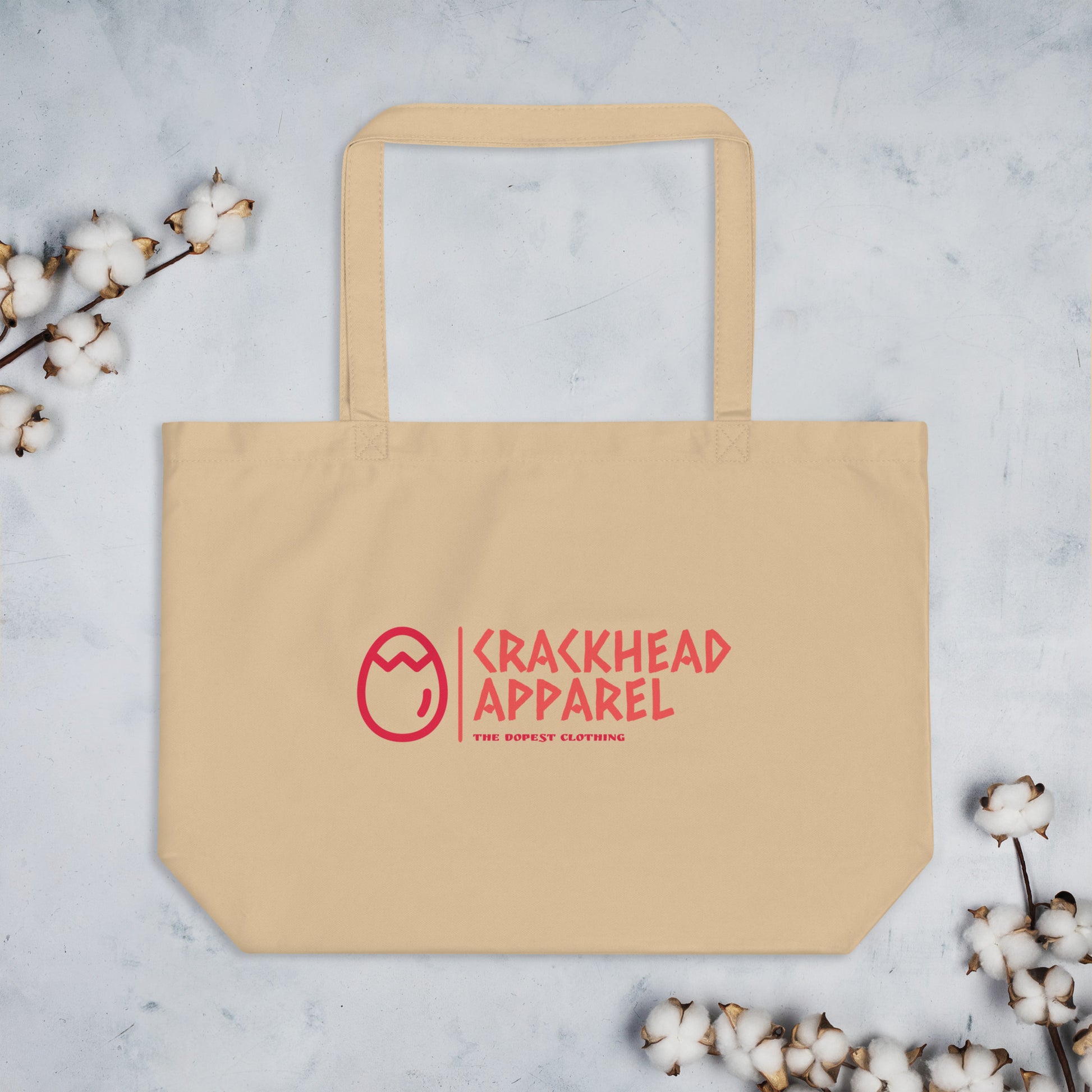 Dopest, Fire, Hot, Fresh, Coolest Large organic Crackhead Apparel tote bag - Crackhead Apparel